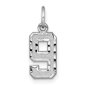 14k White Gold, Varsity Collection, Small D/C Pendant, Number 9